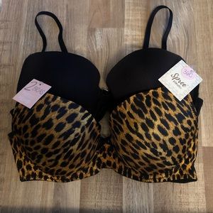 NEW Black & Leopard 36C Push-Up Bras